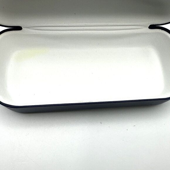 LACOSTE Dark Navy Smooth Faux Leather Clamshell Eye Glass Case - Picture 8 of 12